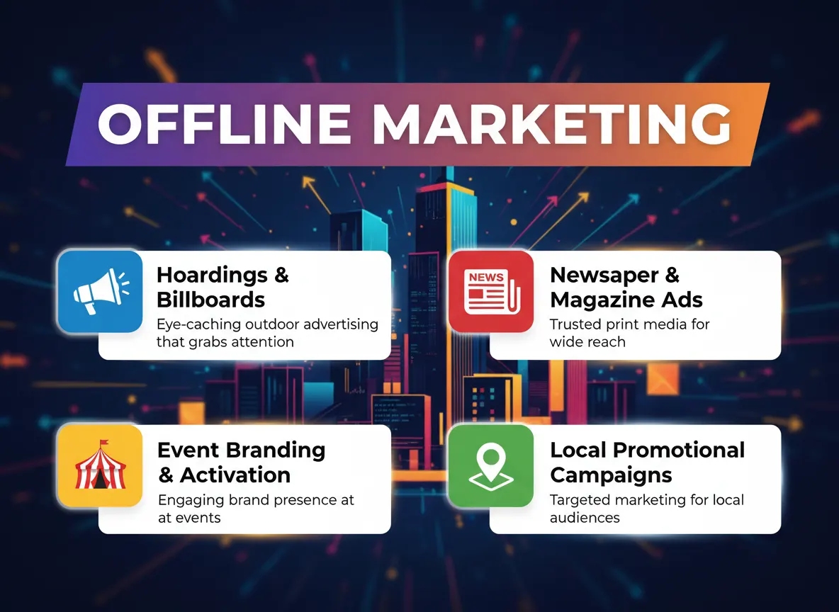 Offline marketing services by Kapoor Advertisement — hoardings, billboards, newspaper ads and event branding