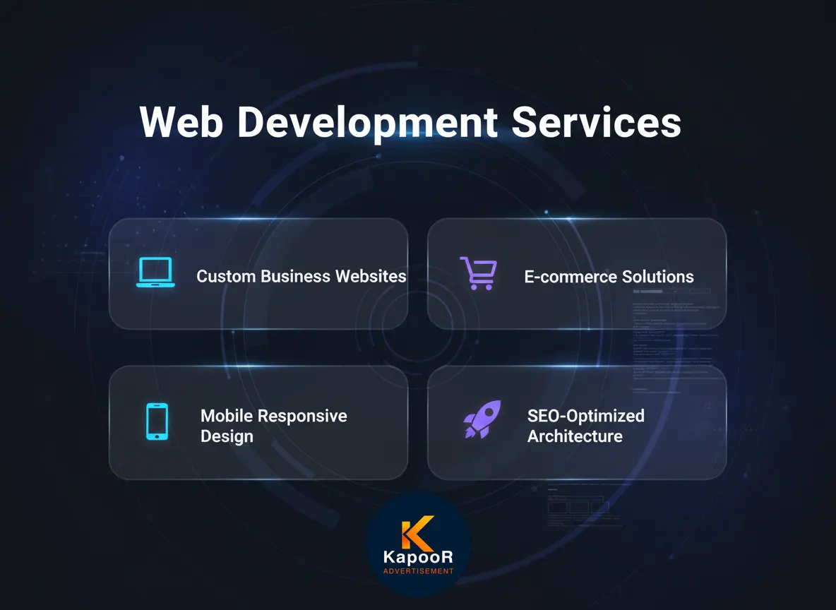 Web development services by Kapoor Advertisement including business websites, e-commerce and SEO optimized design